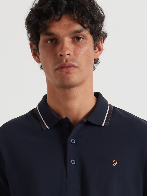 Elton Tipped Polo Shirt (True Navy) Detail