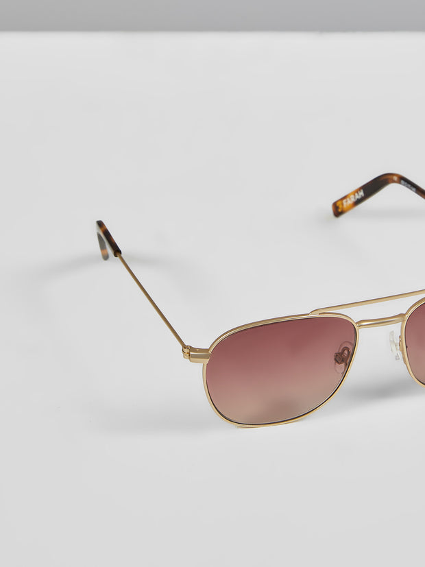 Square Aviator Sunglasses In Gold