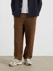 Greenport Loose Fit Herringbone Trousers (Clove Brown) Front