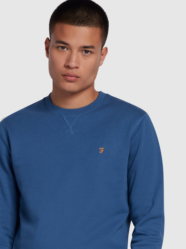 Tim Slim Fit Crew Neck Sweatshirt In Steel Blue