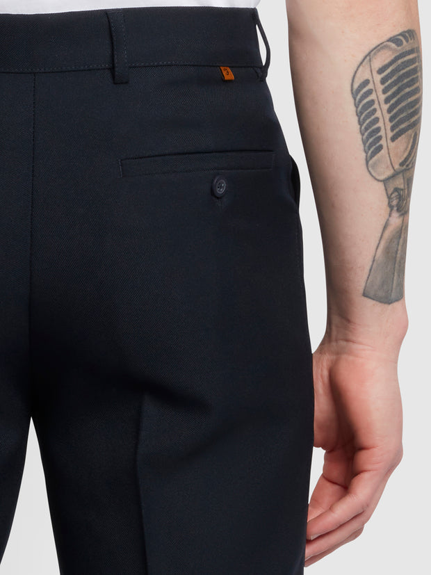 Roachman Traditional Twill Trousers In Navy