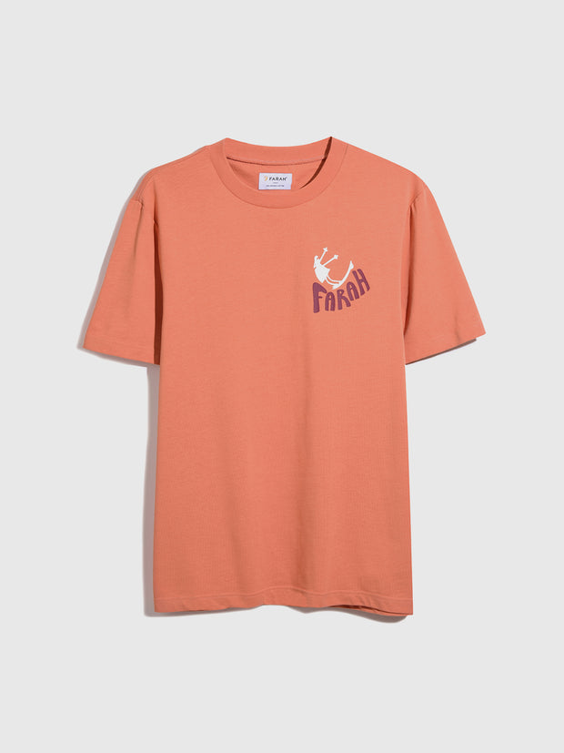 Craig Regular Fit Sun Print Short Sleeve T-Shirt In Mandarin