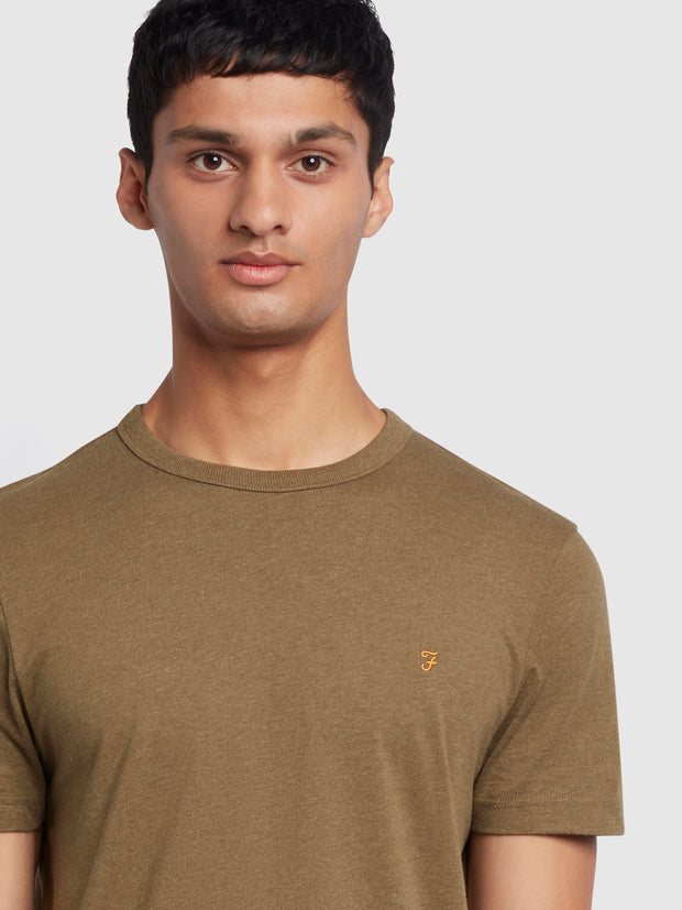 Danny Regular Fit Organic Cotton T-Shirt In Green Khaki Marl