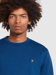 Tim Slim Fit Organic Cotton Crew Neck Sweatshirt In Blue Peony