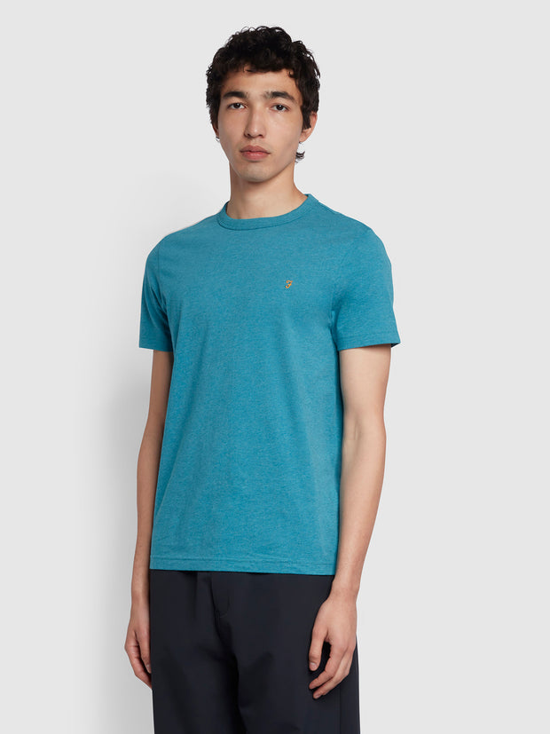 Danny Slim Fit Organic Cotton T-Shirt In Marina Blue Marl