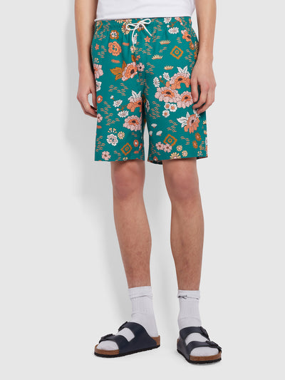 Colbert Regular Fit Floral Print Swim Shorts In Mallard Green