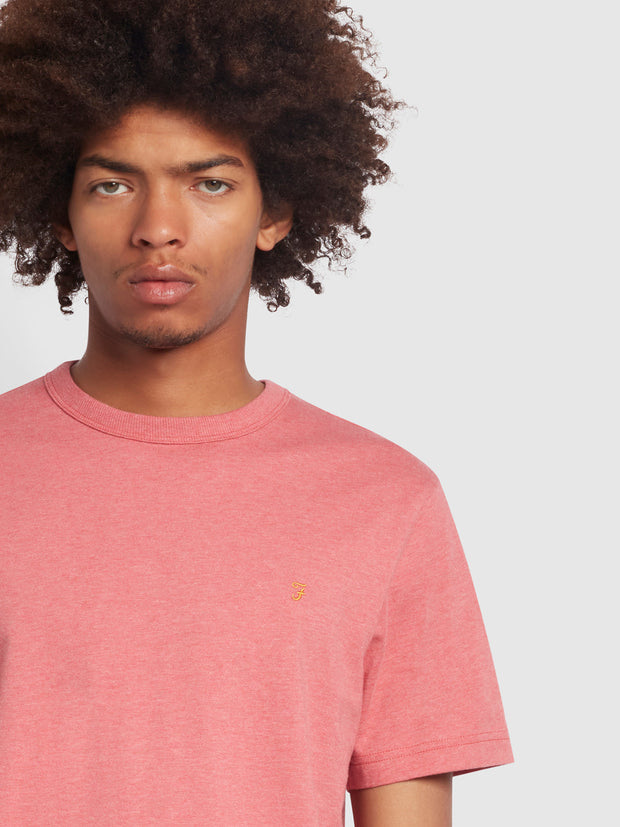 Danny Regular Fit Organic Cotton T-Shirt In Dark Rose Marl