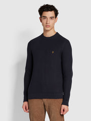 Niseko Regular Fit Honeycomb Crew Sweatshirt In True Navy