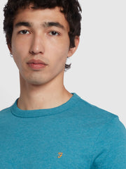 Danny Schmal geschnittenes T-Shirt aus Bio-Baumwolle in marineblau meliert