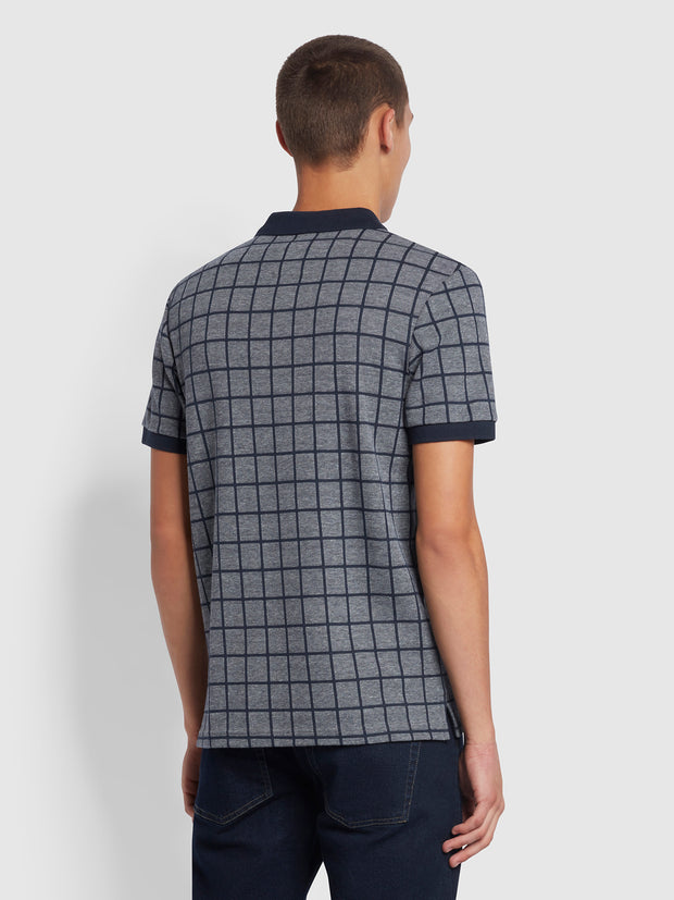 Hunningale Slim Fit Check Polo Shirt In Grey Marl