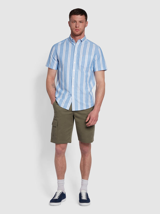 Drayton Modern Fit Stripe Shirt In Regatta Blue