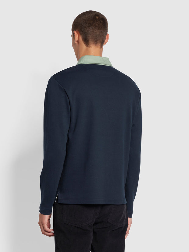 Ward Regular Fit Organic Cotton Rugby Shirt In True Navy