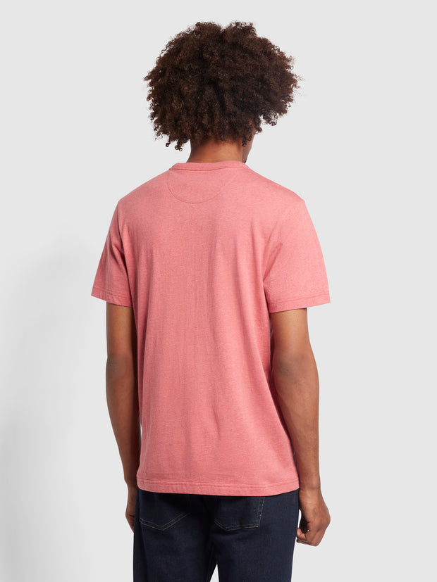Danny Regular Fit Organic Cotton T-Shirt In Dark Rose Marl