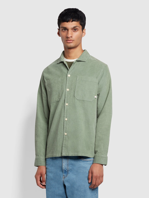 Reedy Relaxed Fit Organic Cotton Corduroy Shirt In Archive Green Sage