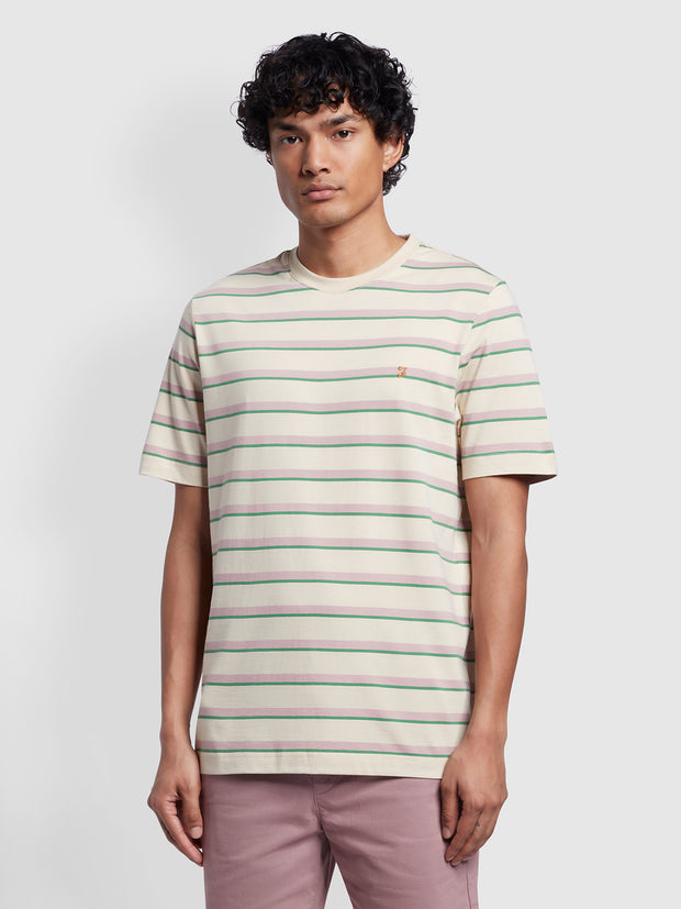 Coxsone Regular Fit Multi Stripe Short Sleeve T-Shirt In Fog