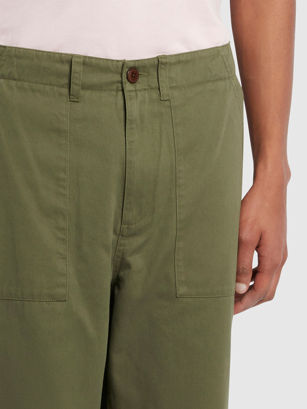 Hawtin Relaxed Fit Twill-Hose in Vintage-Grün