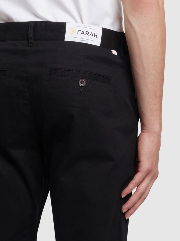 Elm Regular Slim Fit Organic Cotton Twill Chinos In Black