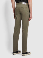 Elm Regular Fit Organic Cotton Twill Chinos In Vintage Green