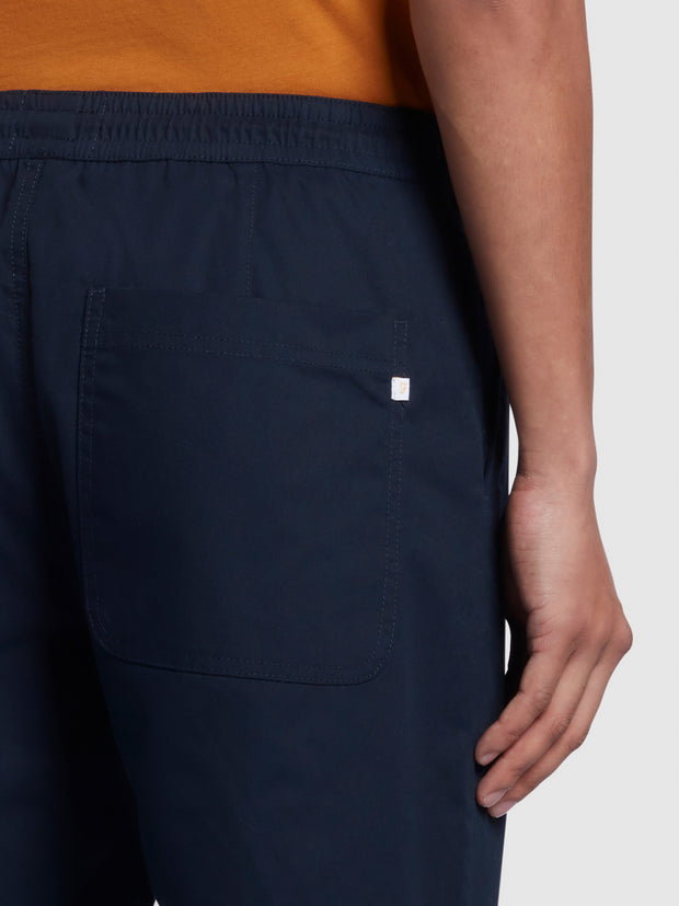 Rushmore Regular Fit Canvas Drawstring Trousers In True Navy