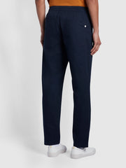 Rushmore Regular Fit Canvas Drawstring Trousers In True Navy