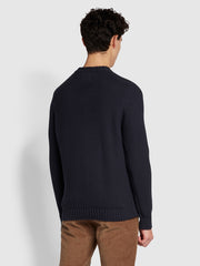 Niseko Regular Fit Honeycomb Crew Sweatshirt In True Navy