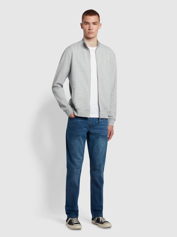 Vance Organic Cotton Full Zip Sweatshirt In Light Grey Marl