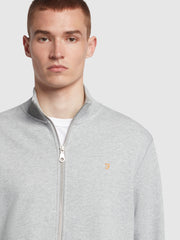 Vance Organic Cotton Full Zip Sweatshirt In Light Grey Marl