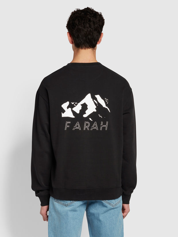 Zermatt Relaxed Fit Organic Cotton Crew Neck Sweatshirt In Black