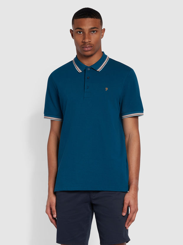 Alvin Regular Fit Tipped Collar Polo Shirt In Sailor Blue