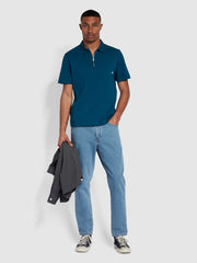 Chancery Regular Fit Zip Placket Polo Shirt In Sailor Blue