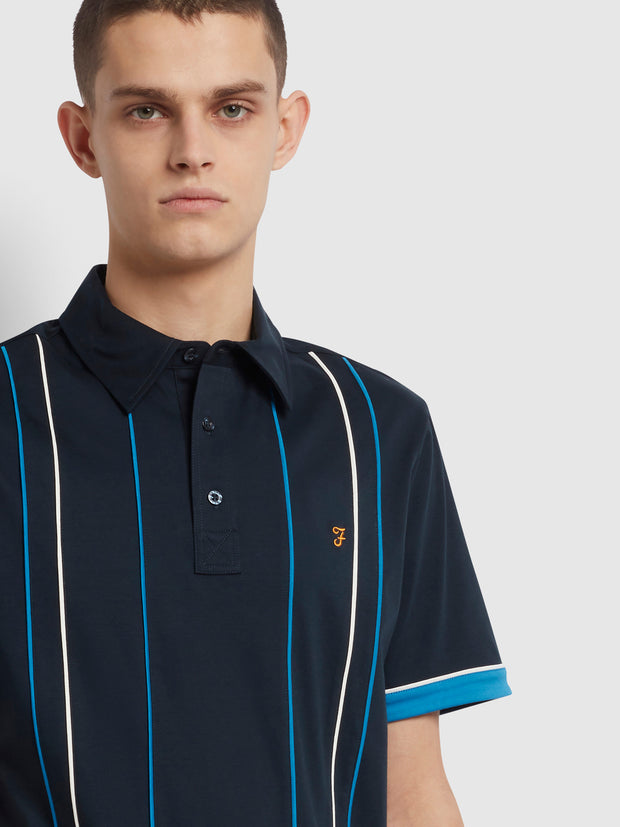 Stoneridge Gestreiftes Poloshirt in True Navy