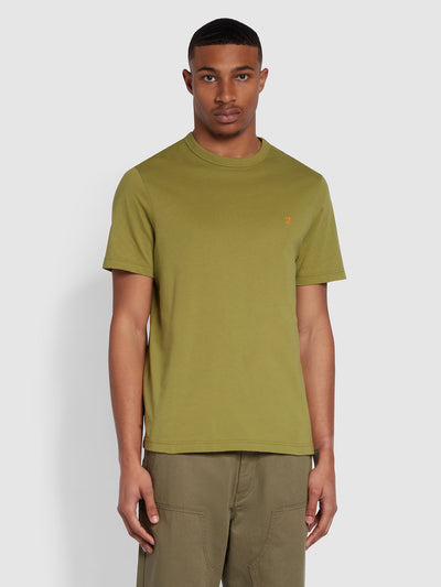 Danny Regular Fit Organic Cotton T-Shirt In Moss Green