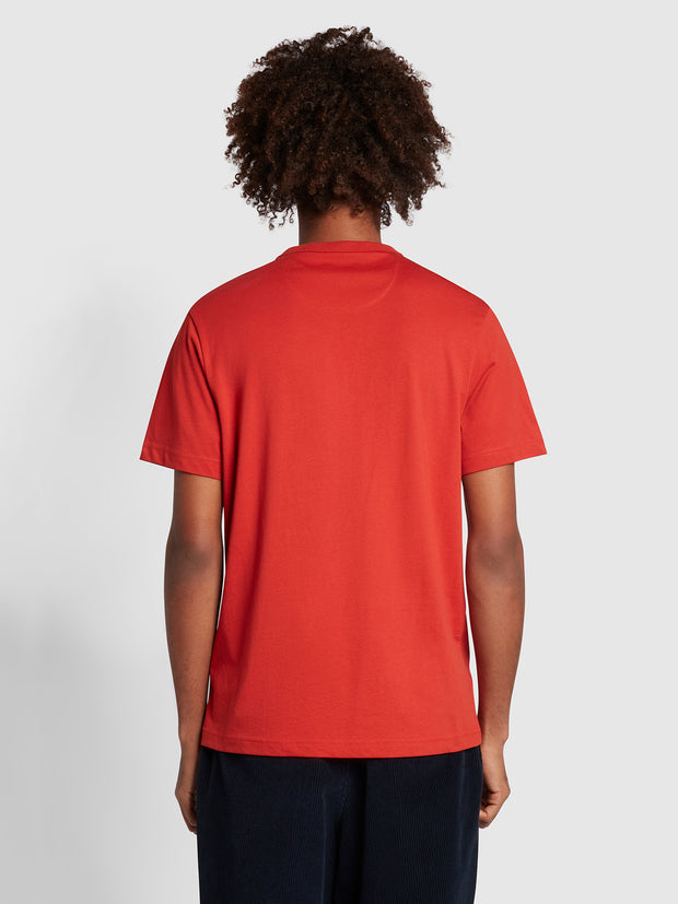 Danny Regular Fit Organic Cotton T-Shirt In Crimson