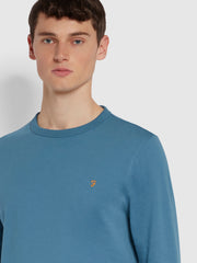 Worthington Schmal geschnittenes, langärmliges T-Shirt aus Bio-Baumwolle in Saxe