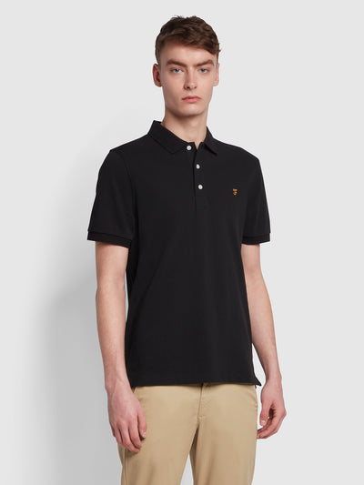 Blanes Tall Fit Organic Cotton Polo Shirt In Black