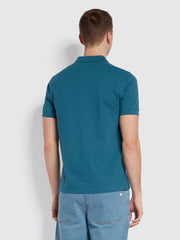 Blanes Slim Fit Short Sleeve Polo Shirt In Petrol Blue Marl