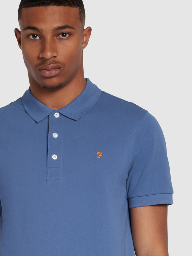 Blanes Slim Fit Short Sleeve Polo Shirt In Caribbean Blue
