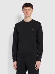 Tim Tall Fit Bio-Baumwoll-Sweatshirt mit Rundhalsausschnitt in Schwarz