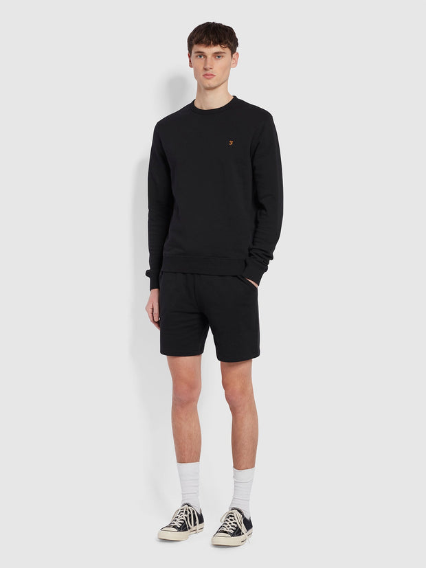 Tim Tall Fit Organic Cotton Crew Neck Sweatshirt In Black