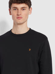 Tim Tall Fit Organic Cotton Crew Neck Sweatshirt In Black