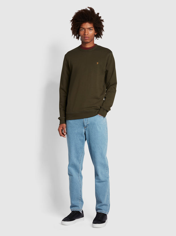 Tim Organic Cotton Crew Neck Sweatshirt In Evergreen