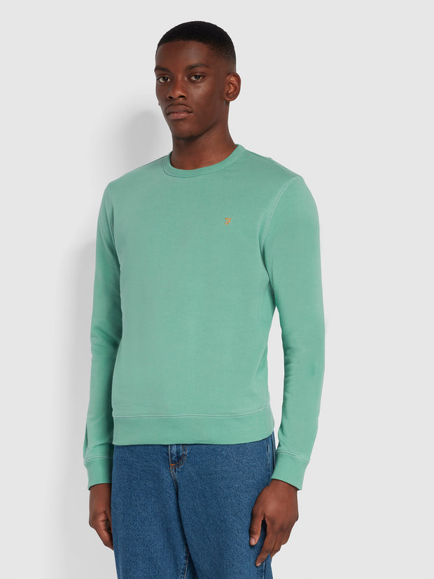 Tim Bio-Baumwoll-Sweatshirt mit Rundhalsausschnitt in Jadegrün