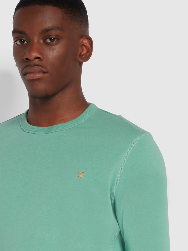 Tim Bio-Baumwoll-Sweatshirt mit Rundhalsausschnitt in Jadegrün