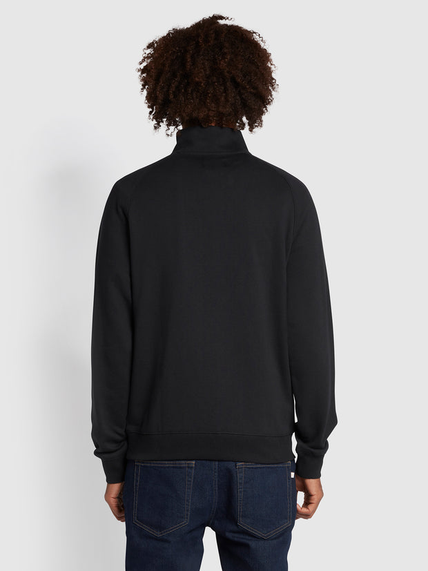 Jim Sweatshirt aus Bio-Baumwolle mit Viertelreißverschluss in Schwarz