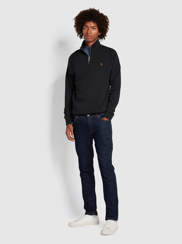 Jim Organic Cotton Quarter Zip Sweatshirt In Black