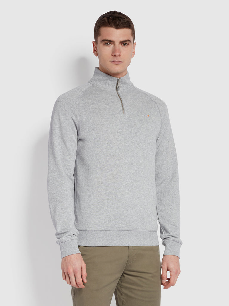 Jim Organic Cotton Quarter Zip Sweatshirt In Grey | Farah® Online