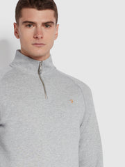 Jim Sweat-shirt à col zippé en coton biologique - Light Grey Marl