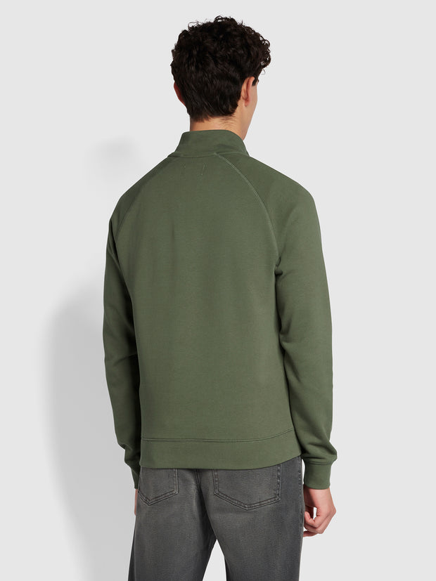 Jim Slim Fit Organic Cotton Quarter Zip Sweatshirt In Vintage Green