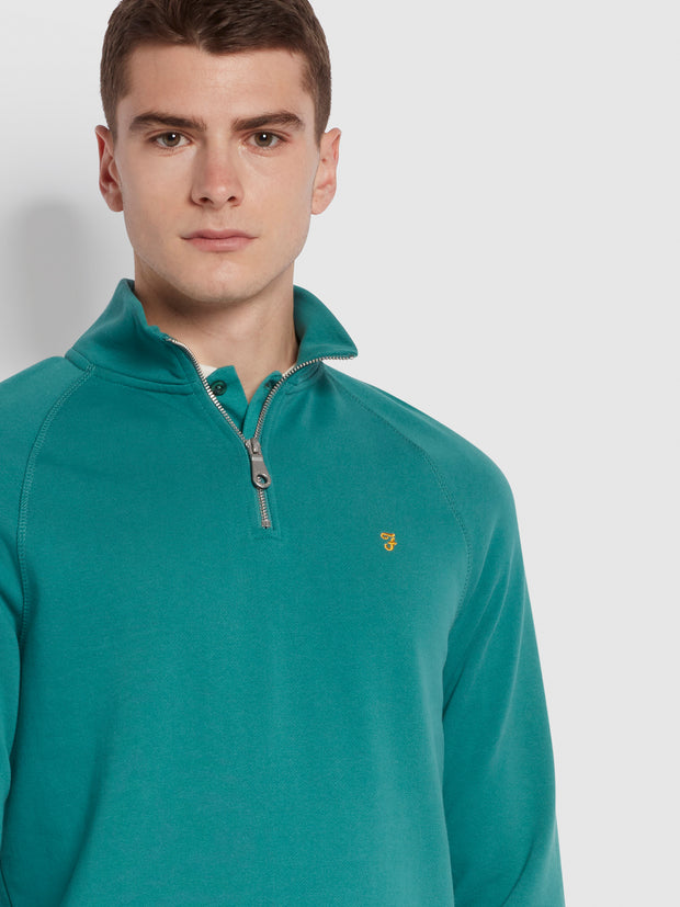 Jim Slim Fit Quarter Zip Sweatshirt In Mallard Green