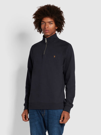 Jim Organic Cotton Quarter Zip Sweatshirt In True Navy